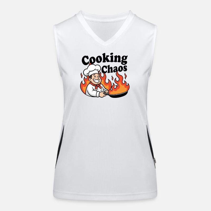 Flammender Küchenchef Cartoon Funktionelles Kontrast-Tank Top für Frauen