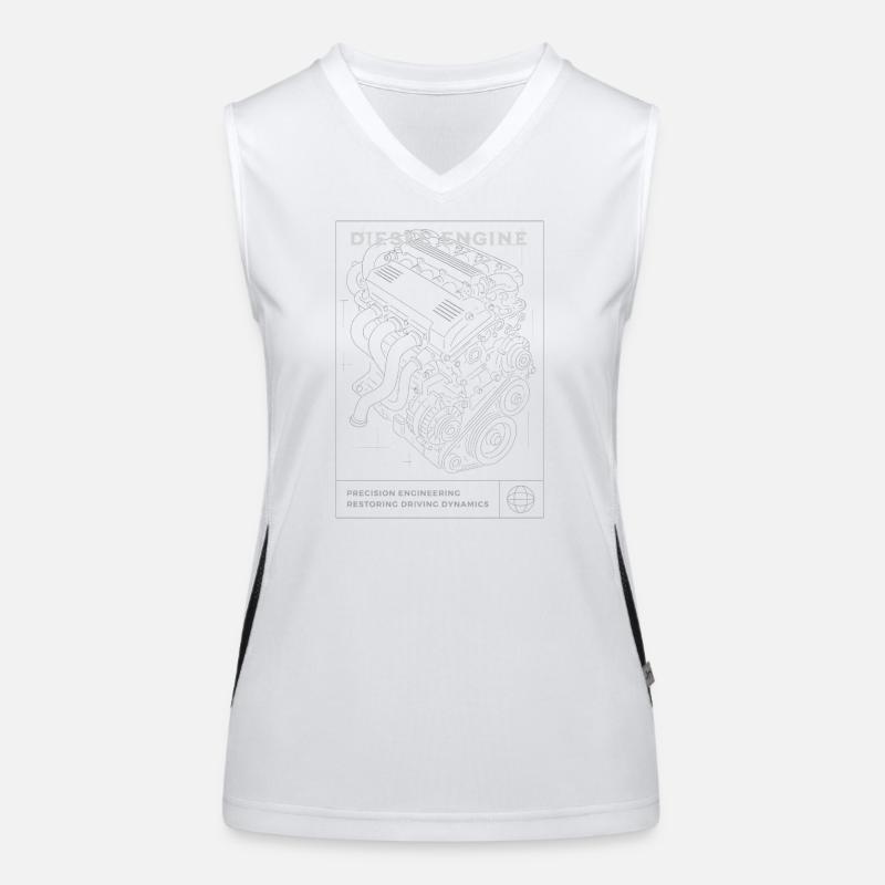Diesel Engine Blueprint Women's Functional Contrast Tank Top