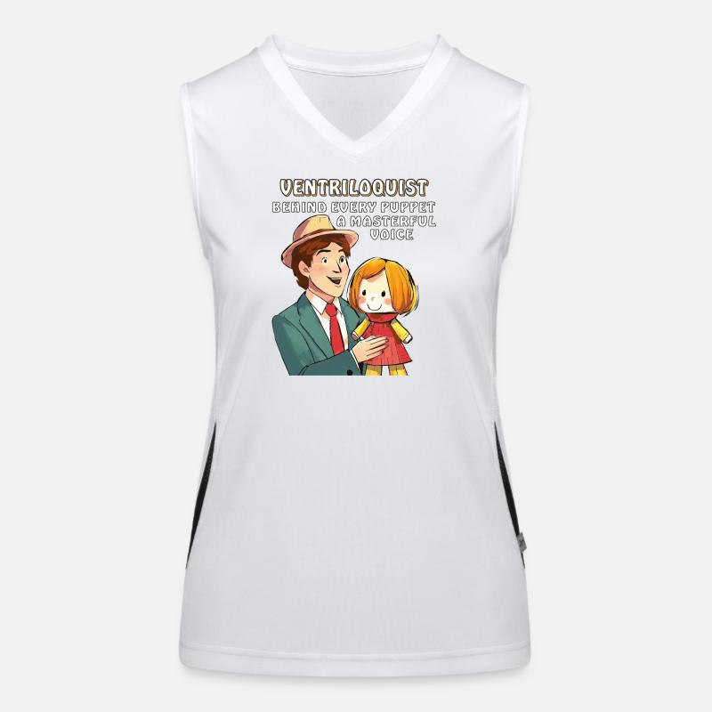 BAUCHREDNER BEHIND EVERY PUPPET A MASTERFUL VO Funktionelles Kontrast-Tank Top für Frauen