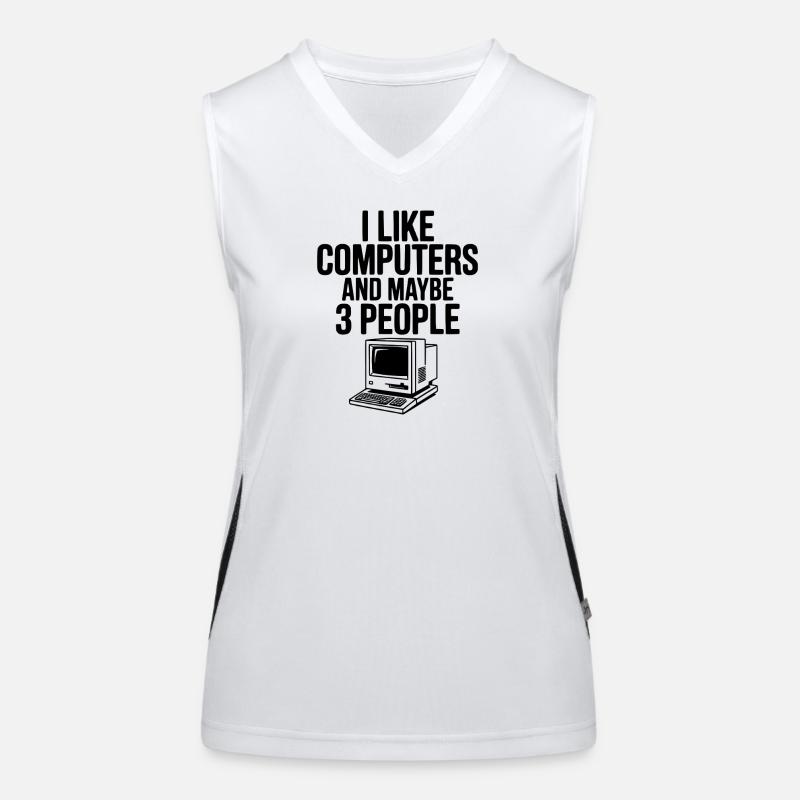 Ich mag Computer und vielleicht 3 Leute Funktionelles Kontrast-Tank Top für Frauen