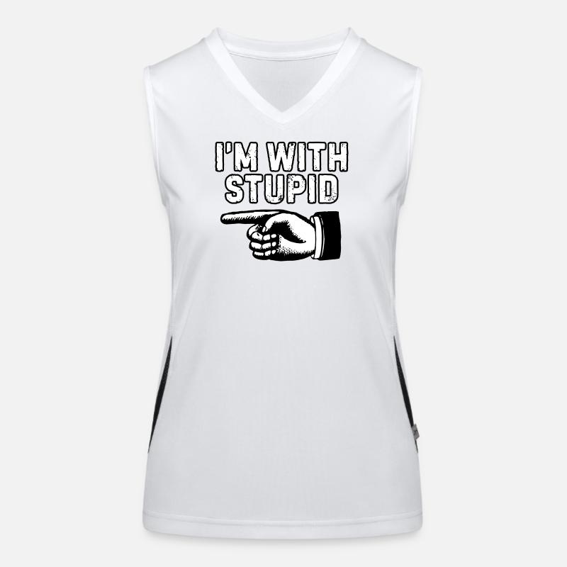 Ich bin mit dummer Handgrafik Funktionelles Kontrast-Tank Top für Frauen