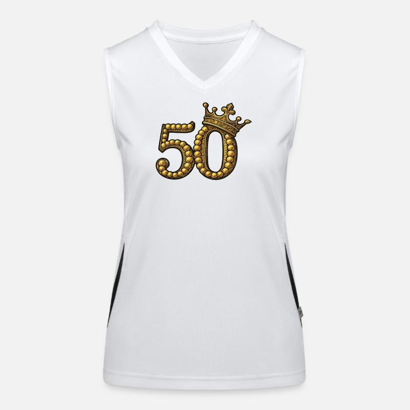Goldene 50 mit Krone – Edles Geburtstagsmotiv Funktionelles Kontrast-Tank Top für Frauen