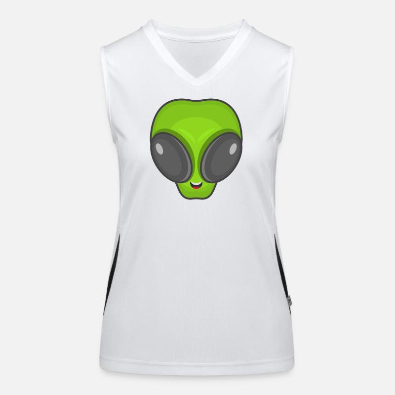 Green Alien Head Women's Functional Contrast Tank Top