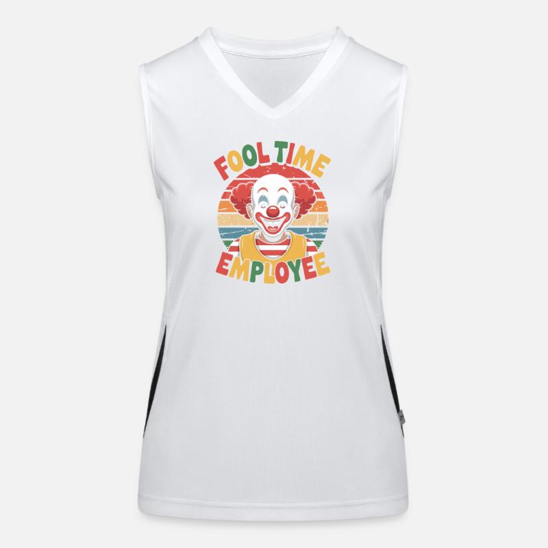 Fooltime Mitarbeiter Clown Motiv Funktionelles Kontrast-Tank Top für Frauen