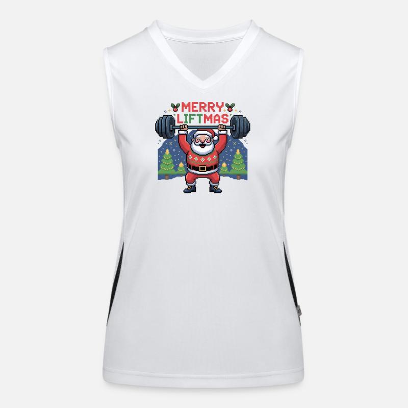 Pixel Santa hebt Gewichte Funktionelles Kontrast-Tank Top für Frauen