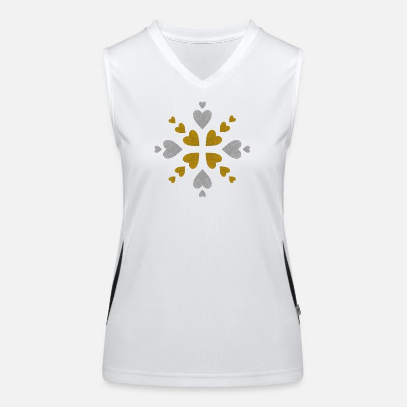 Silber Gold Herzen Mandala Funktionelles Kontrast-Tank Top für Frauen