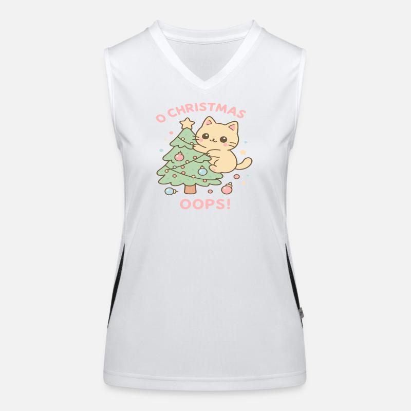 Pastellkatze Weihnachtsbaum Funktionelles Kontrast-Tank Top für Frauen