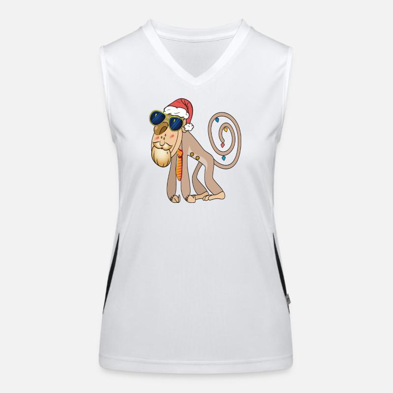 Singe de Noël avec lunettes de soleil Débardeur respirant contrasté Femme