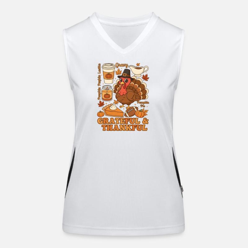 Grateful Turkey Autumn Feast Women's Functional Contrast Tank Top
