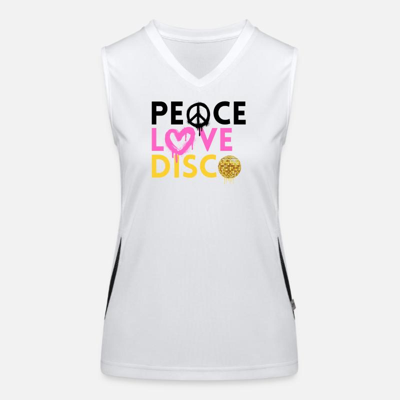 Peace Love Disco Neon Retro Art Funktionelles Kontrast-Tank Top für Frauen