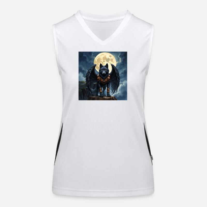 Winged wolf under full moon Women's Functional Contrast Tank Top