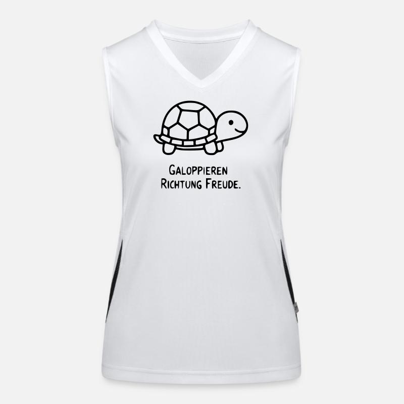 Turtle Saying | Gallop towards joy Women's Functional Contrast Tank Top