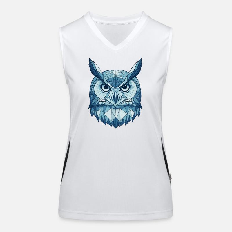 Polygon Style Geometric Owls Blue Women's Functional Contrast Tank Top