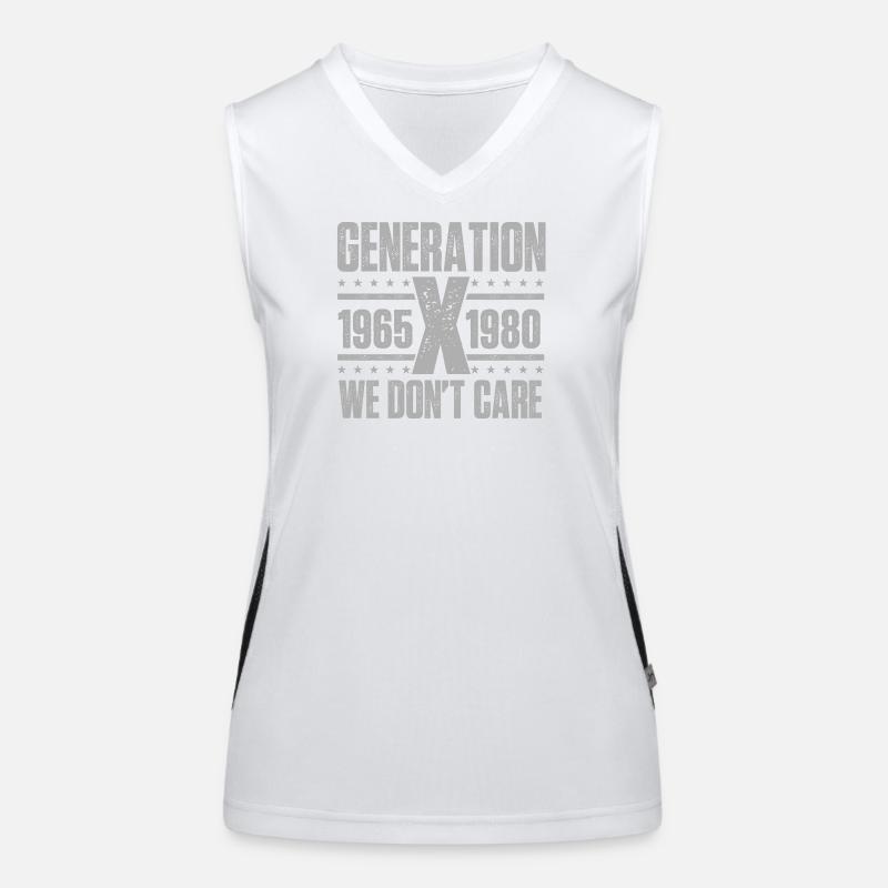 Generation X ist uns egal Lustiges Nostalgie-Zitat Funktionelles Kontrast-Tank Top für Frauen