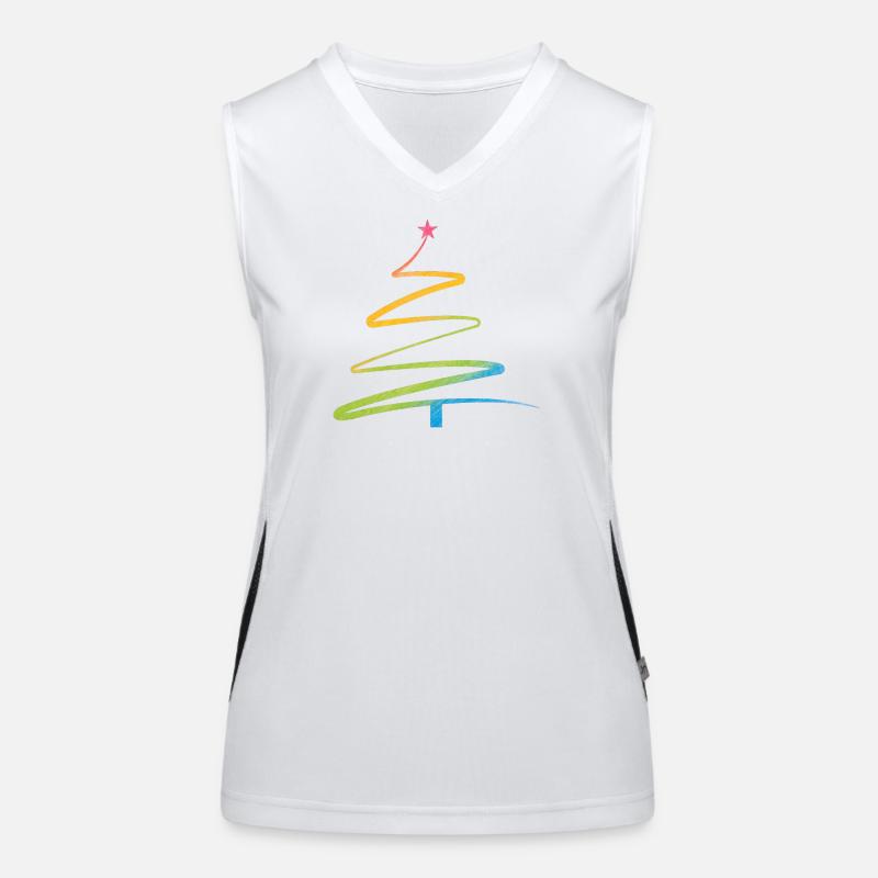 Rainbow Spiral Christmas Tree Women's Functional Contrast Tank Top