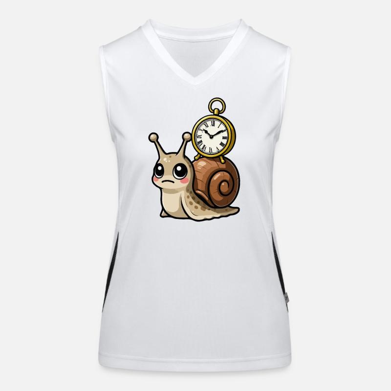 Snail with clock on shell Women's Functional Contrast Tank Top