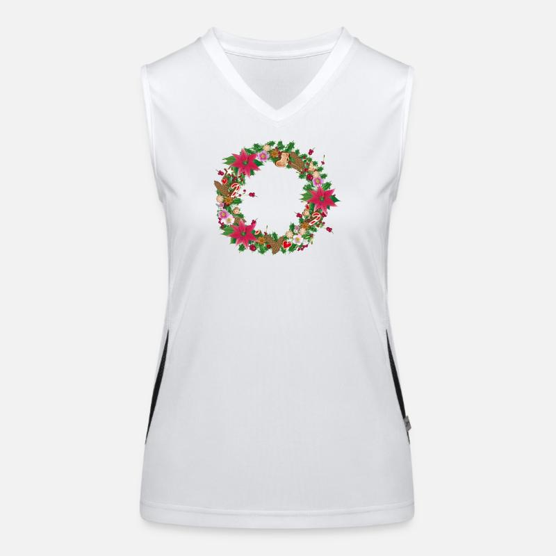Üppig geschmückter Weihnachtskranz mit Deko Funktionelles Kontrast-Tank Top für Frauen