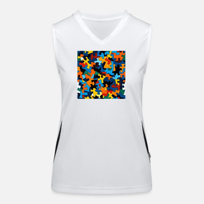 Colorful puzzle piece pattern Women's Functional Contrast Tank Top
