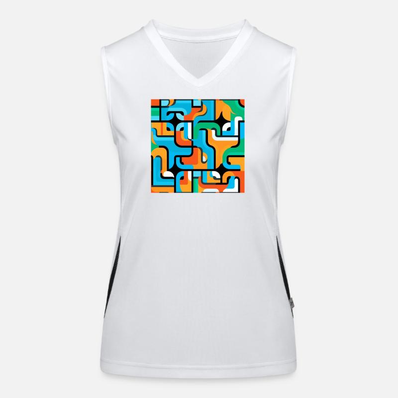 Colored Mesh Pattern Abstract Women's Functional Contrast Tank Top