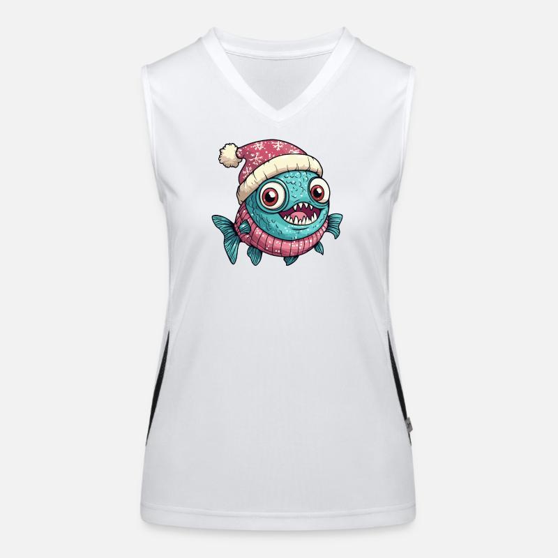 Noël de poisson piranha Débardeur respirant contrasté Femme
