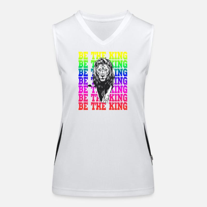 Sei Der König Regenbogen Löwe Motiv Starkes Tier Funktionelles Kontrast-Tank Top für Frauen