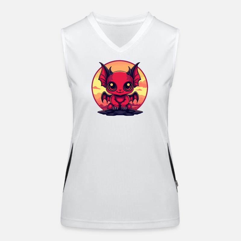 Roter Dämonen-Kobold am Abend Funktionelles Kontrast-Tank Top für Frauen