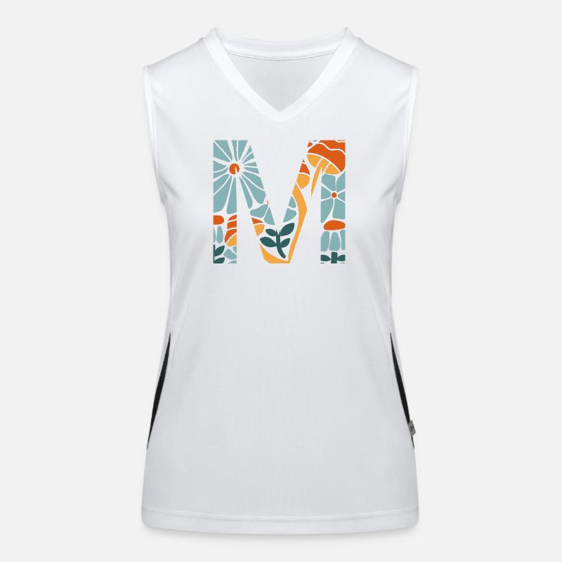 Buchstabe m Blumen groovy Geschenkidee Funktionelles Kontrast-Tank Top für Frauen