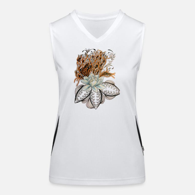 Fleur de corail avec lances de lotus Débardeur respirant contrasté Femme
