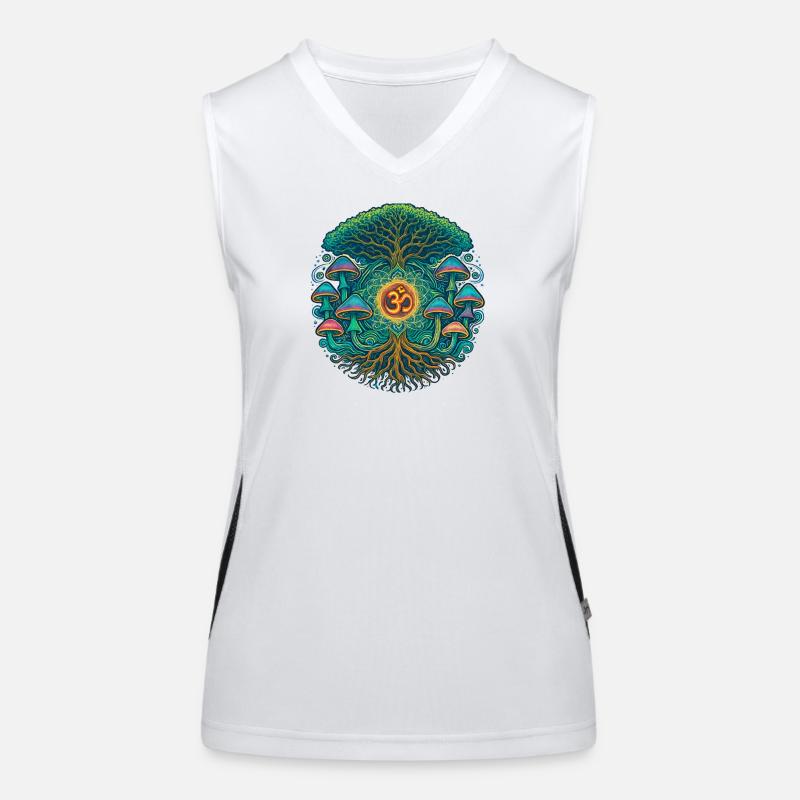 Goa Trance Baum des Lebens Mushrooms  Funktionelles Kontrast-Tank Top für Frauen