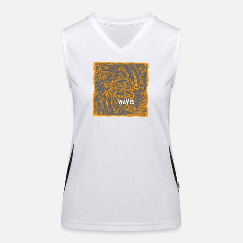 Orange Wellenmuster Kunst Funktionelles Kontrast-Tank Top für Frauen