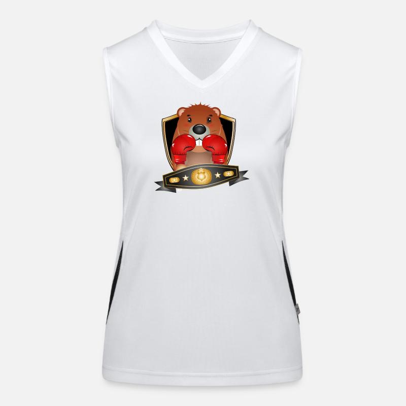 Boxing Beaver – Funny Boxer Motif Women's Functional Contrast Tank Top