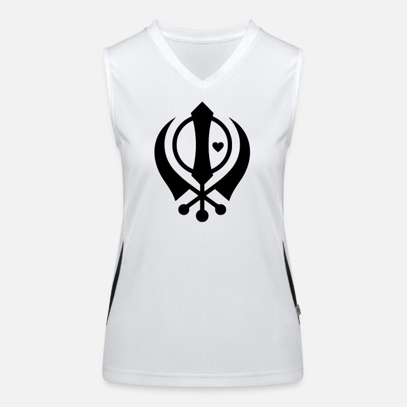 Sikh Khanda Symbol mit Herz | Glaube & Liebe Funktionelles Kontrast-Tank Top für Frauen