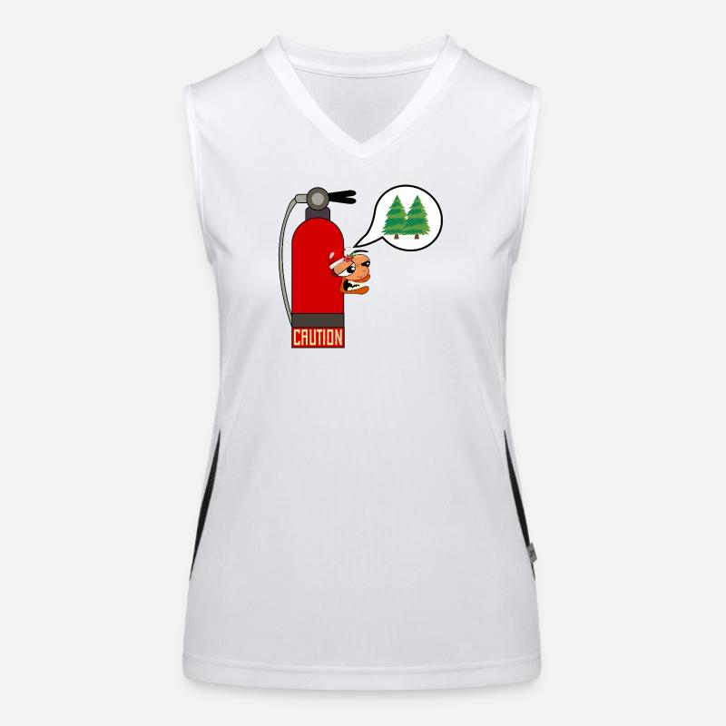 CAUTION CHRISTMAS TREE FIRE Women's Functional Contrast Tank Top