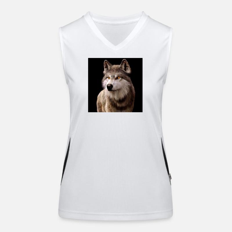 Wolfsblick Bernstein im Dunkel Funktionelles Kontrast-Tank Top für Frauen
