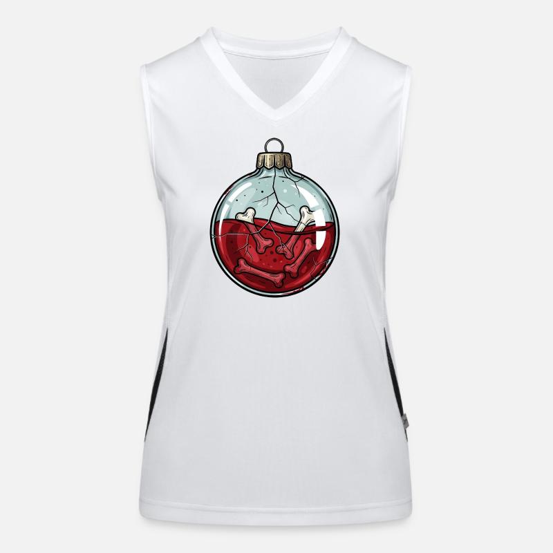 Gruselige Skelett Weihnachtskugel Horror Gothic Funktionelles Kontrast-Tank Top für Frauen