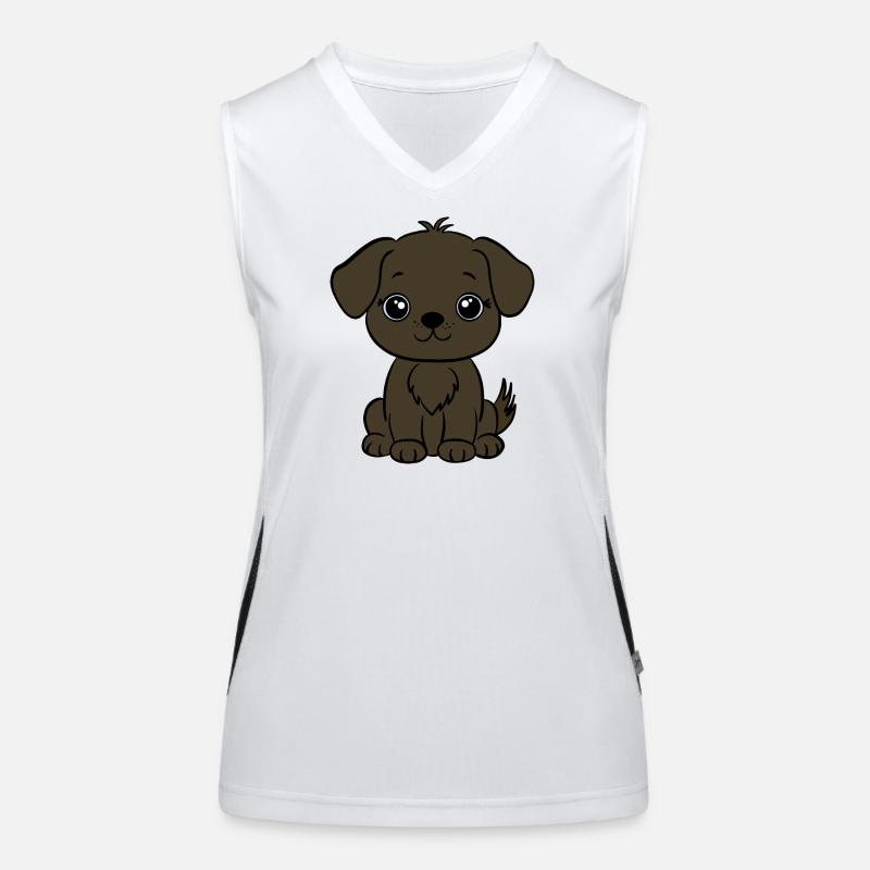 Chiot chien brun Débardeur respirant contrasté Femme