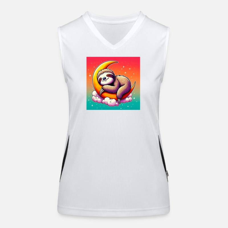 Sloth sleeps on the Moon Women's Functional Contrast Tank Top