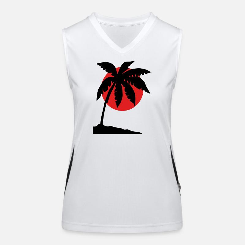Palm Tree Sunset – Tropical Silhouette Women's Functional Contrast Tank Top