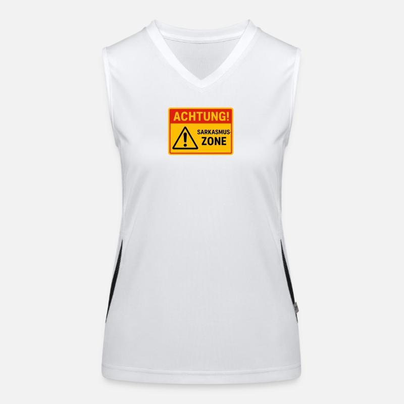 Achtung! Sarkasmus-Zone Funktionelles Kontrast-Tank Top für Frauen