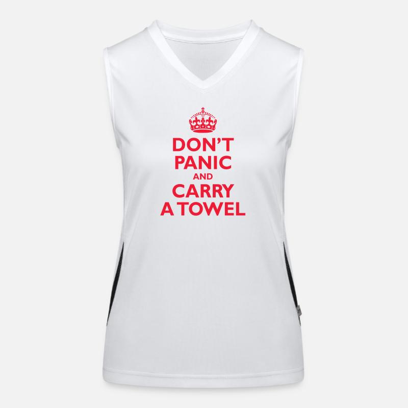Don’t Panic and Carry a Towel Women's Functional Contrast Tank Top