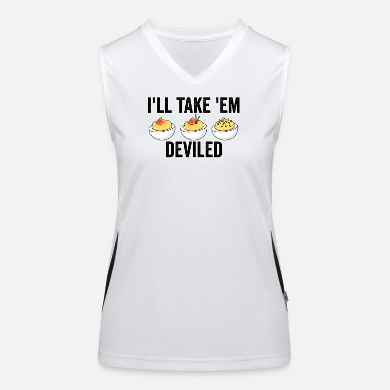 I'll take them, devilish Thanksgiving eggs Women's Functional Contrast Tank Top