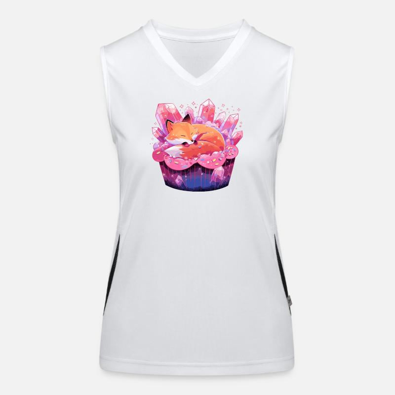 Sleeping fox in crystal cake Women's Functional Contrast Tank Top