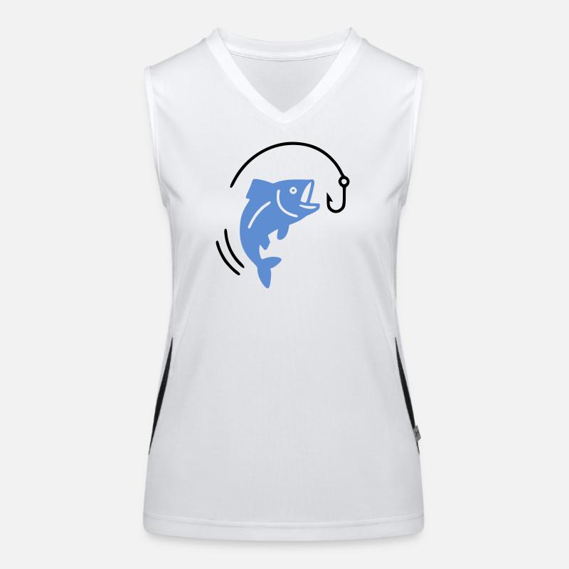 Fishing fish on hook logo Women's Functional Contrast Tank Top