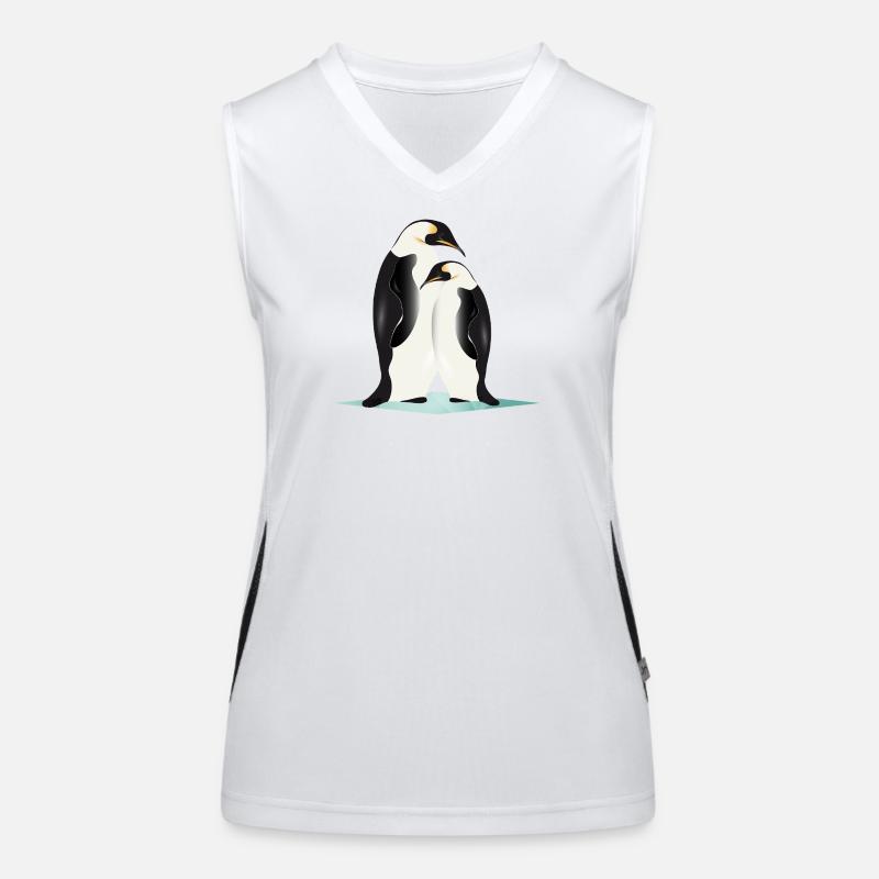 Zwei elegant gezeichnete Pinguine Funktionelles Kontrast-Tank Top für Frauen