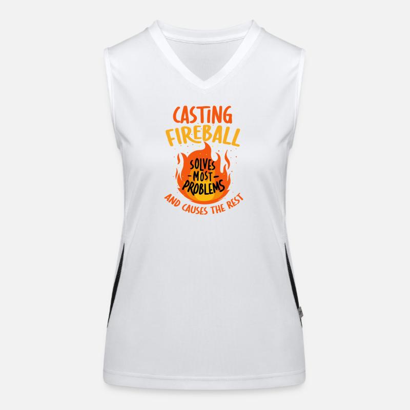 Casting Fireball Solves Problems RPG Gaming  Women's Functional Contrast Tank Top