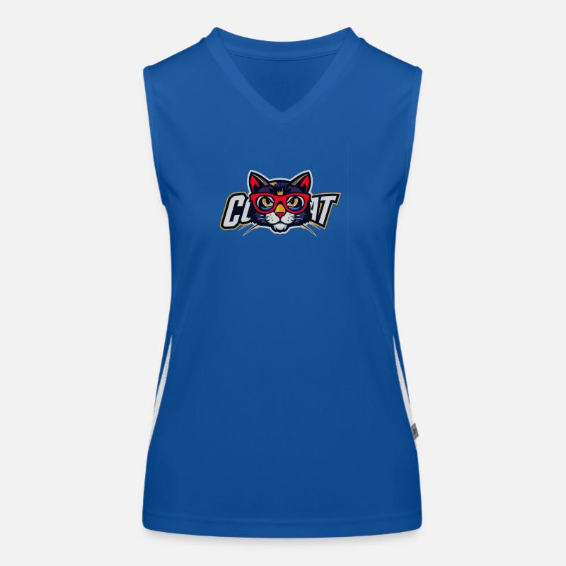 Cat with red glasses logo Women's Functional Contrast Tank Top