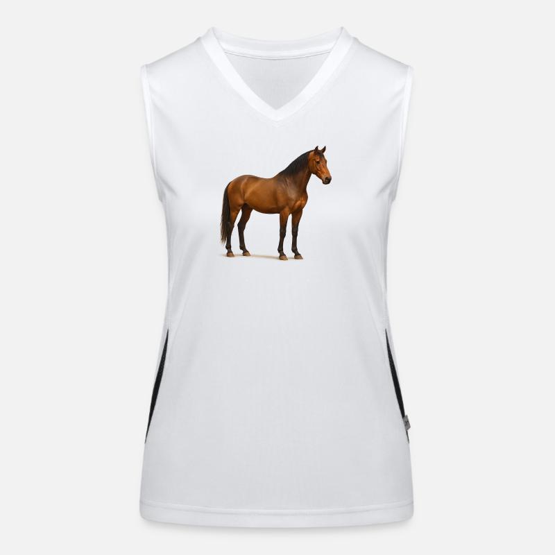Rotbrauner Hengst in Sun Shimmer Funktionelles Kontrast-Tank Top für Frauen