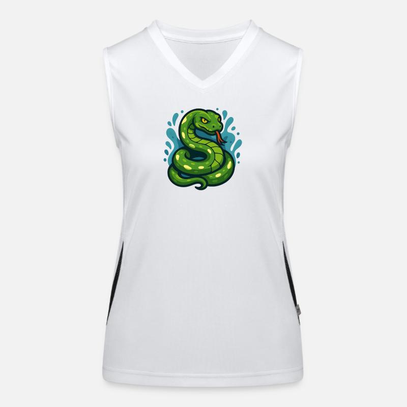 Green Tree Python Snake in Wave Women's Functional Contrast Tank Top