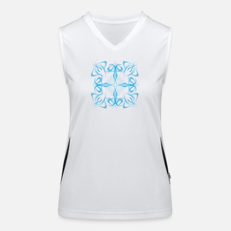 Delicate dynamic blue line pattern Women's Functional Contrast Tank Top