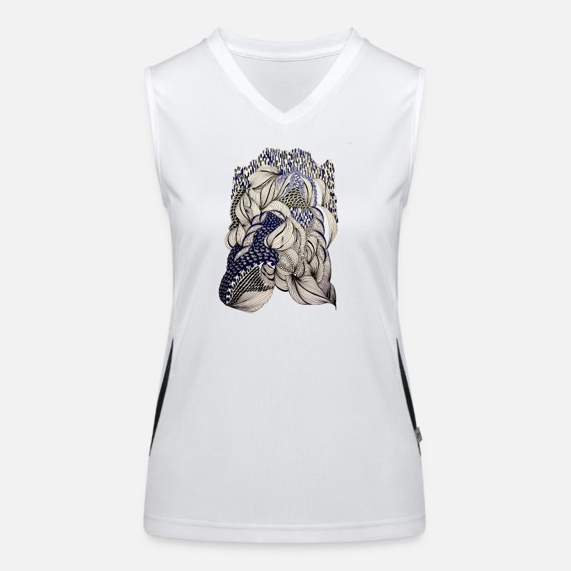 Indigo Leaf Weave Pattern - Women's Functional Contrast Tank Top - white/black